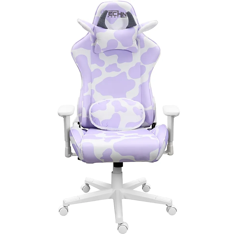 Techni Sport Cow Series Ergonomic Fabric Computer Gaming Chair, Lavender