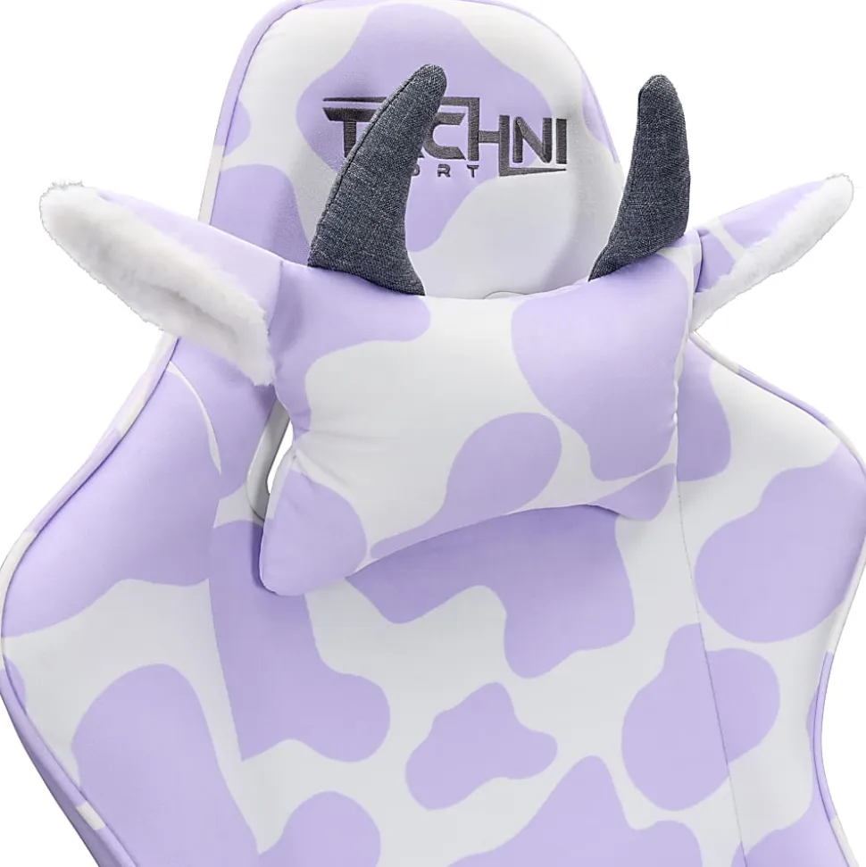 Techni Sport Cow Series Ergonomic Fabric Computer Gaming Chair, Lavender