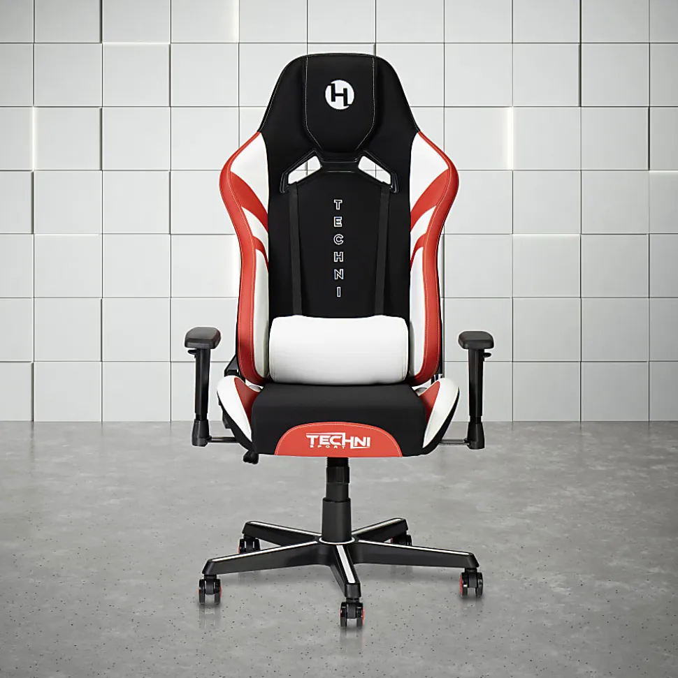Techni Sport Echo 2.0 Ergonomic Fabric Computer Gaming Chair, Red/Black