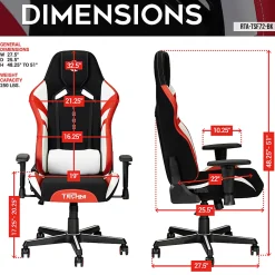 Techni Sport Echo 2.0 Ergonomic Fabric Computer Gaming Chair, Red/Black
