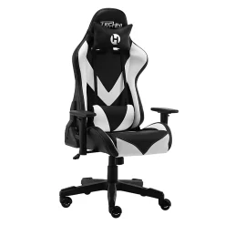 Techni Sport Ergonomic Faux Leather Computer Gaming Chair, White/Black