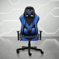 Techni Sport Ergonomic Faux Leather Computer Gaming Chair, Black/Blue