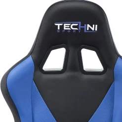 Techni Sport Ergonomic Faux Leather Computer Gaming Chair, Black/Blue