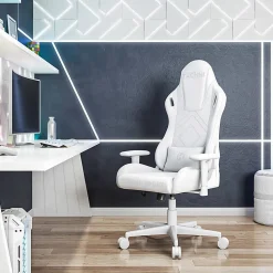 Techni Sport Ergonomic Velvet Computer Gaming Chair, White