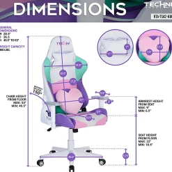 Techni Sport Kawaii Ergonomic Faux Leather Computer Gaming Chair, Multicolor
