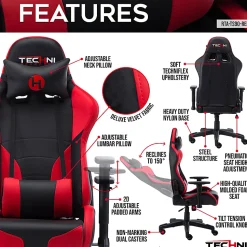 Techni Sport RTA-TS90-RED Ergonomic Faux Leather Computer Gaming Chair