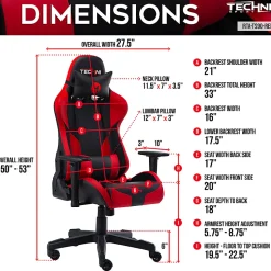 Techni Sport RTA-TS90-RED Ergonomic Faux Leather Computer Gaming Chair