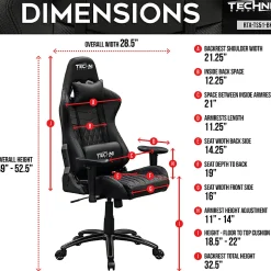 Techni Sport TS51-BK Ergonomic Faux Leather Computer Gaming Chair