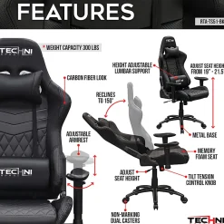 Techni Sport TS51-BK Ergonomic Faux Leather Computer Gaming Chair