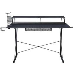 Techni Sport 48"W Carbon Gaming Computer Desk With Shelving, Black