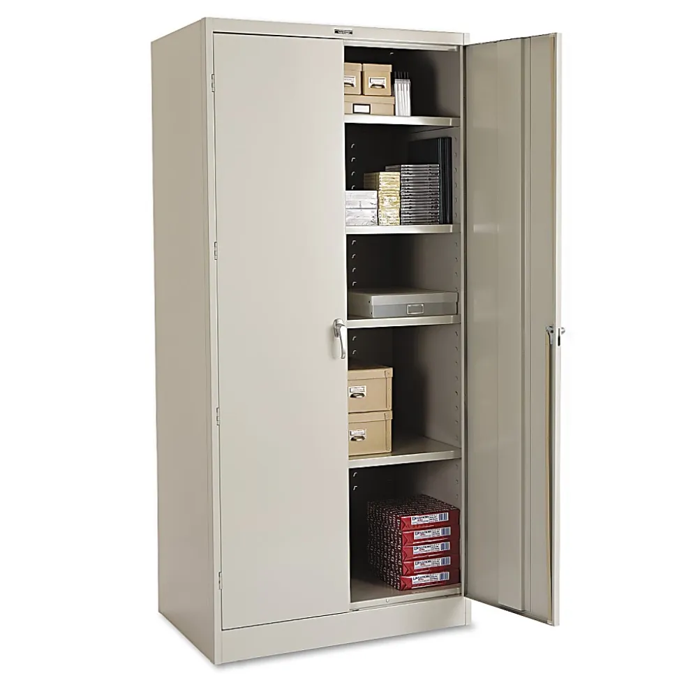 Tennsco Deluxe Steel Storage Cabinet, 4 Adjustable Shelves, 78"H x 36"W x 24"D, Light Gray