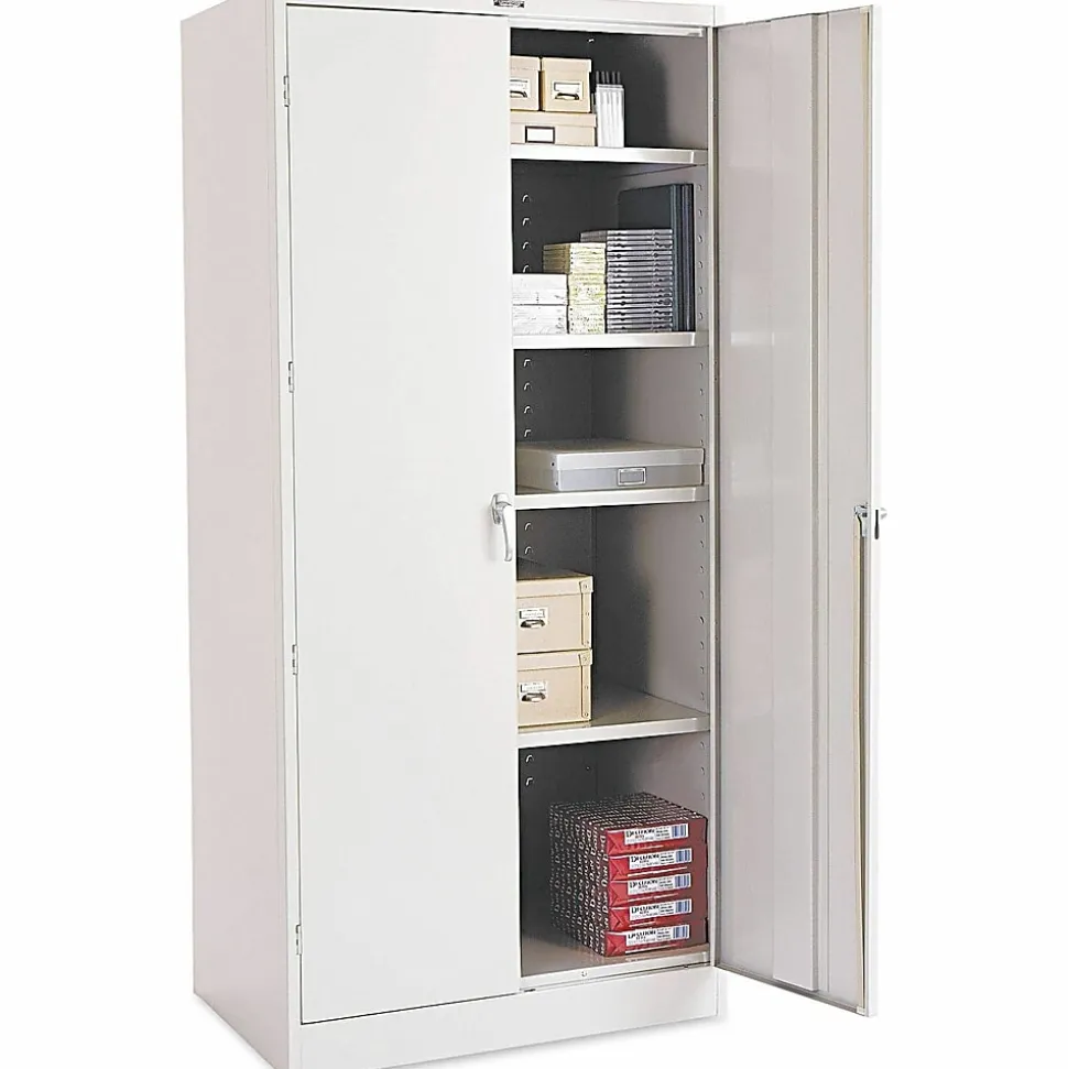 Tennsco Deluxe Steel Storage Cabinet, 4 Adjustable Shelves, 78"H x 36"W x 24"D, Light Gray