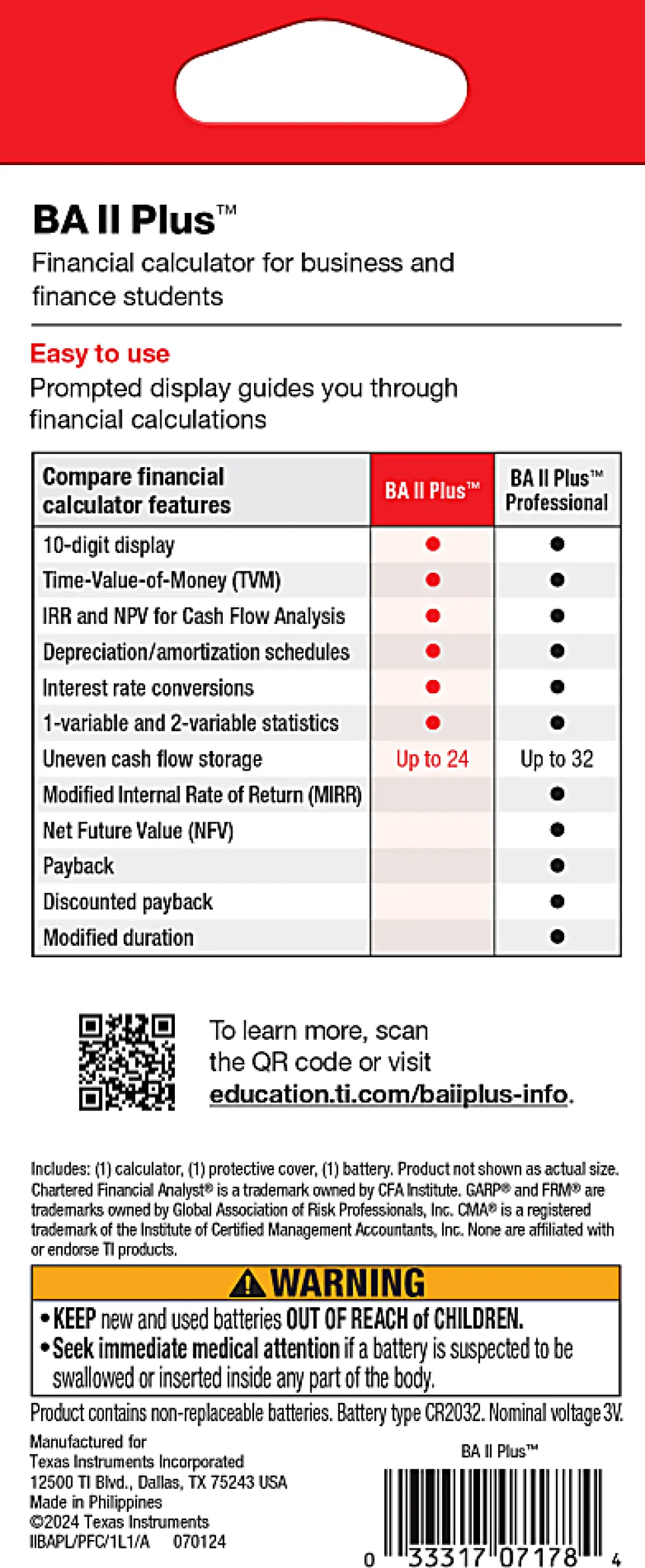 Texas Instruments® BA II Plus Financial Calculator