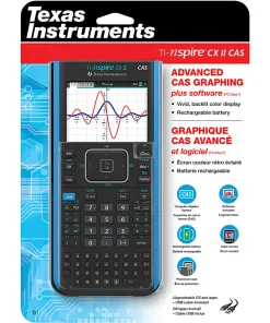 Texas Instruments Nspire CX II CAS Graphing Calculator - Rechargeable, Computer Algebra System (CAS) - Battery Powered - 2"x7.3"x11.8" - Gray