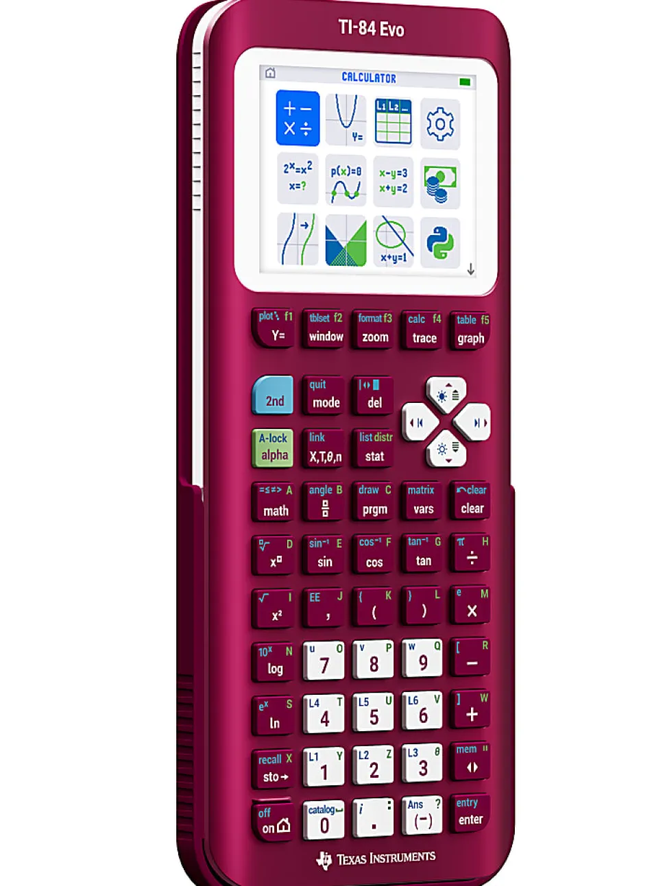 Texas Instruments TI-84 Evo Graphing Calculator, Raspberry Metallic, Total Qty 1