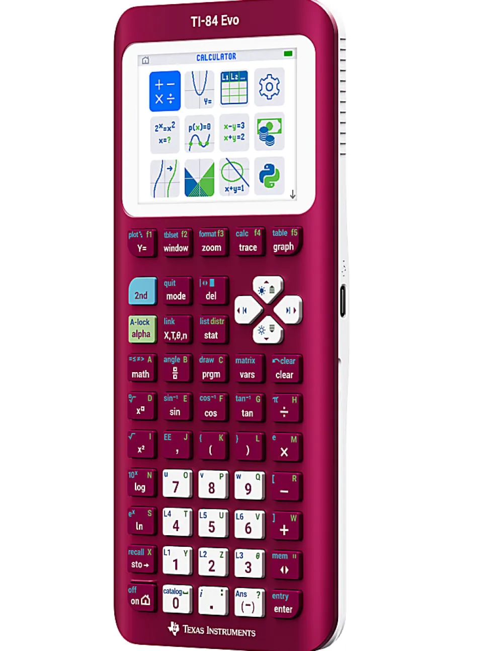 Texas Instruments TI-84 Evo Graphing Calculator, Raspberry Metallic, Total Qty 1
