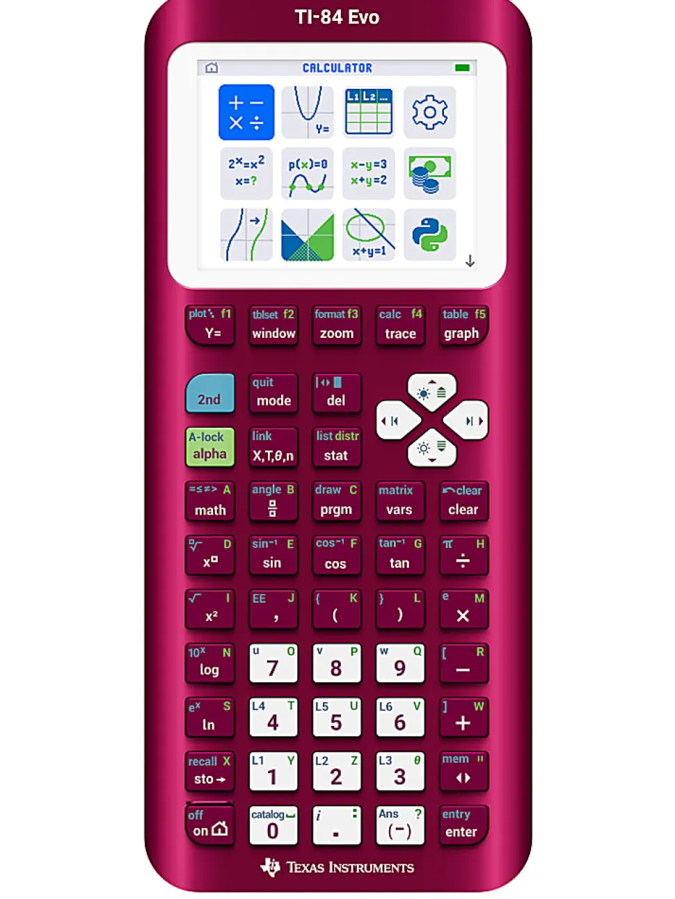Texas Instruments TI-84 Evo Graphing Calculator, Raspberry Metallic, Total Qty 1