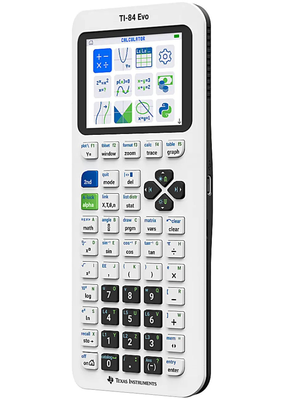 Texas Instruments TI-84 Evo Graphing Calculator, White, Total Qty 1