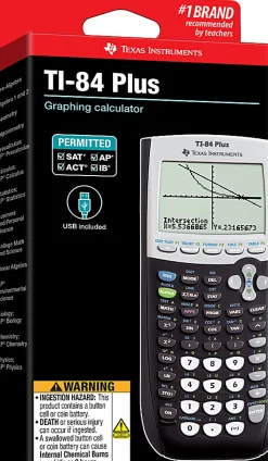 Texas Instruments® TI-84 Plus Graphing Calculator, Black/Silver/White