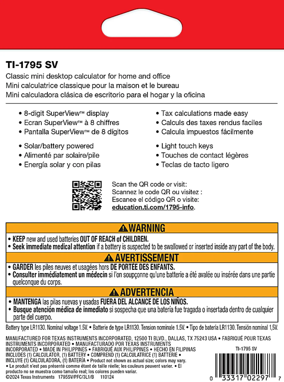 Texas Instruments® TI-1795SV Desktop Display Calculator