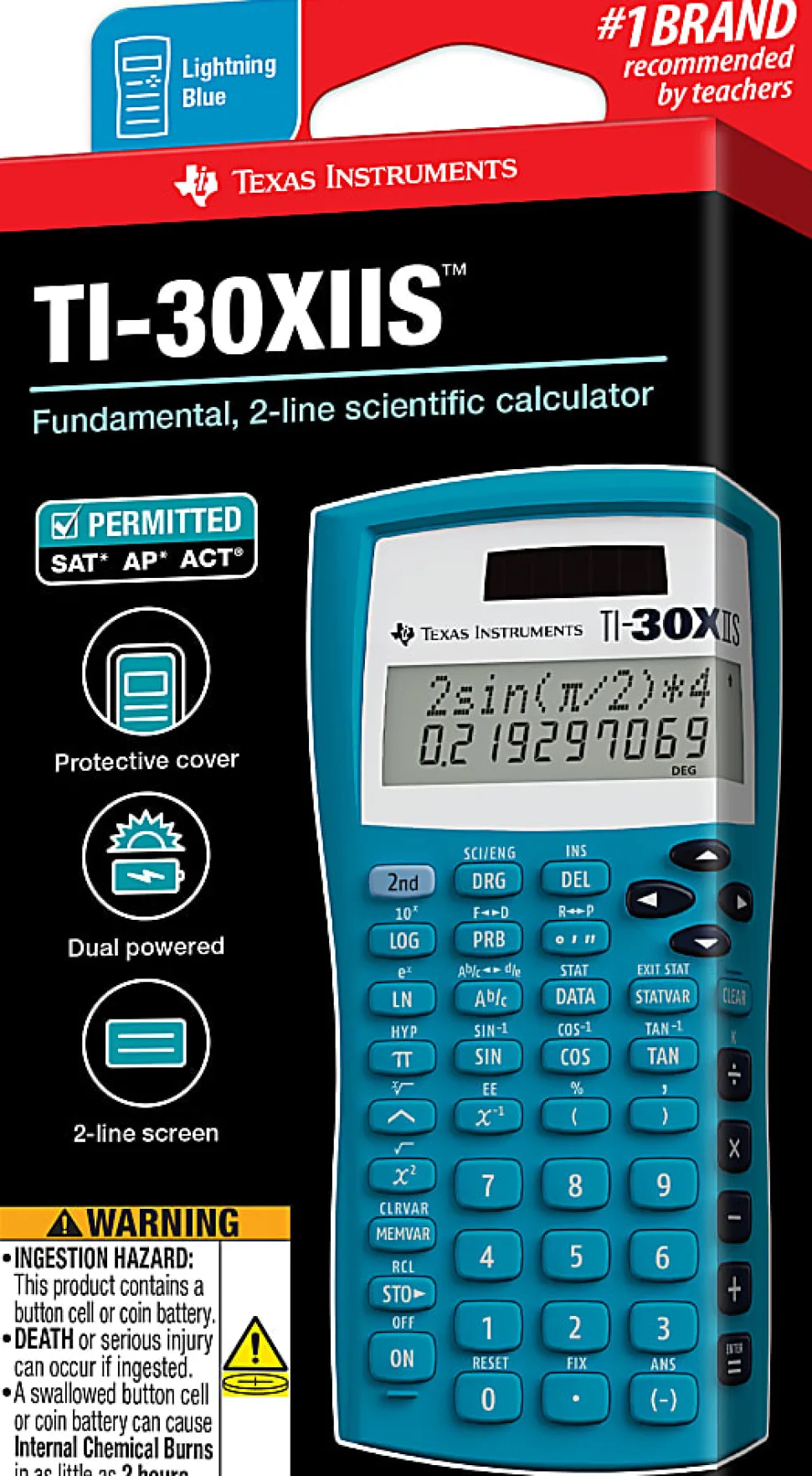 Texas Instruments® TI-30X IIS Solar Scientific Calculator, Blue