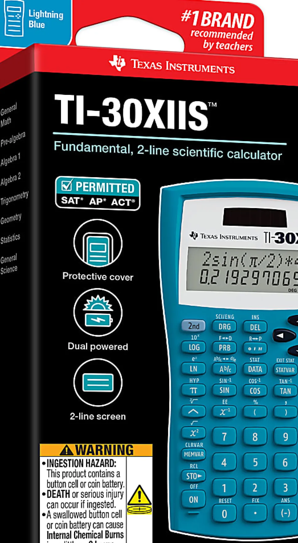 Texas Instruments® TI-30X IIS Solar Scientific Calculator, Blue