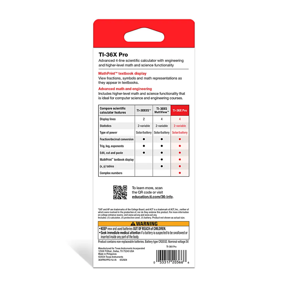 Texas Instruments® TI-36X Pro Scientific Calculator