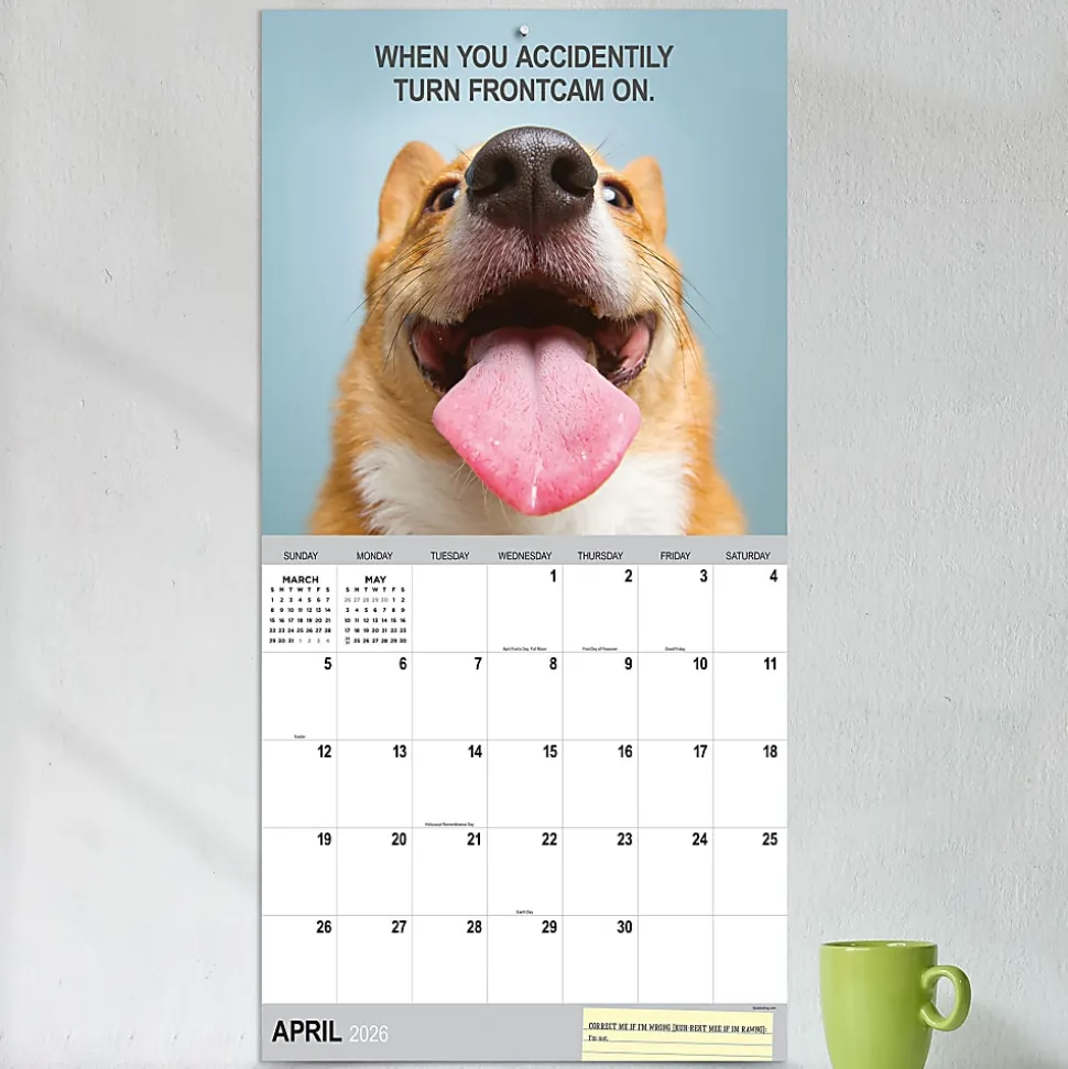 2026 TF Publishing Humor Monthly Wall Calendar, 12” x 12”, Desk Dogs, January To December