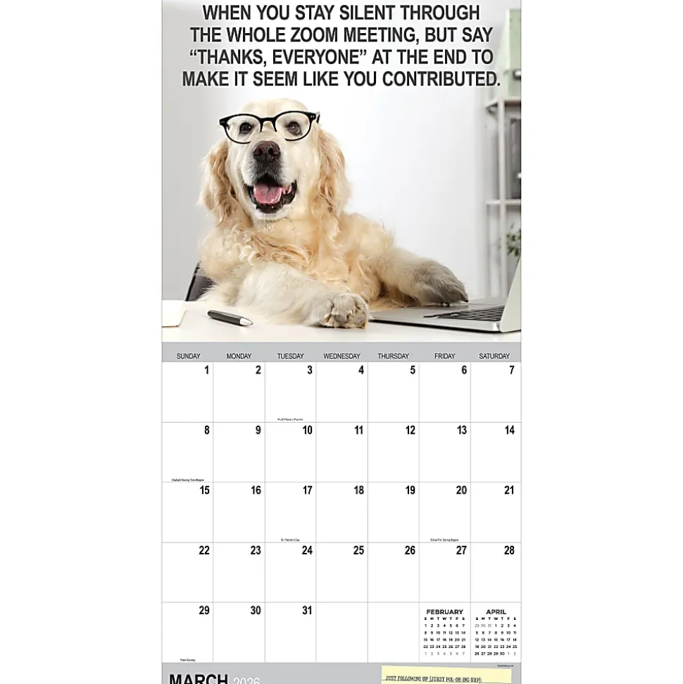 2026 TF Publishing Humor Monthly Wall Calendar, 12” x 12”, Desk Dogs, January To December
