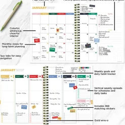 2026-2027, TF Publishing  Lovely Lemon Medium Weekly Monthly Planner, 8" x 6.5", July 2026 to June 2027