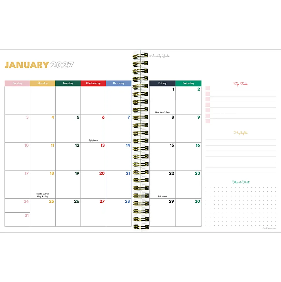 2026-2027, TF Publishing Lovely Lemon Medium Weekly Monthly Planner, 8" x 6.5", July 2026 to June 2027