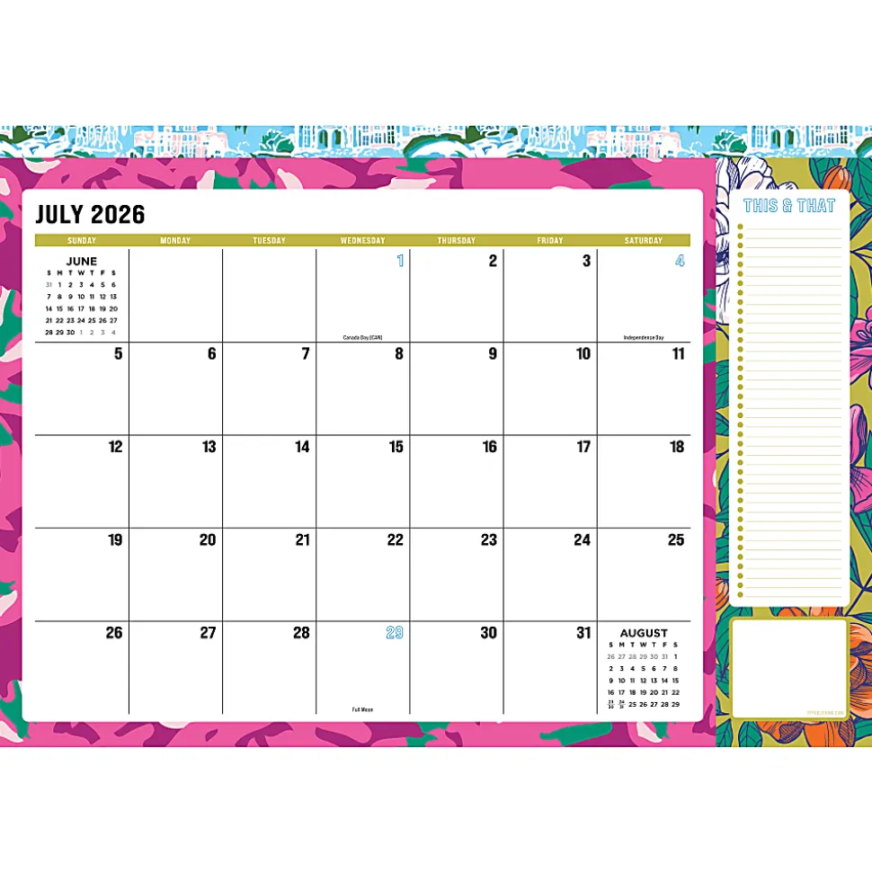 2026-2027, TF Publishing Maximal Mirage Medium Desk Pad Monthly Blotter Calendar, 17" x 12", July 2026 to June 2027