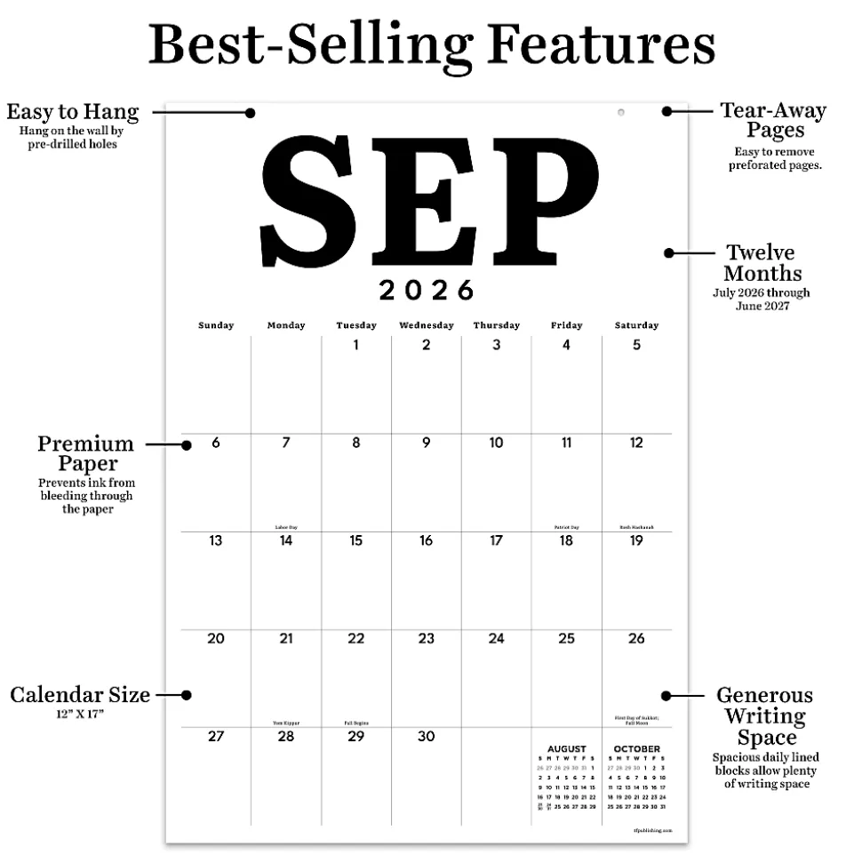 2026-2027, TF Publishing Medium Art Poster Wall Calendar, 12" x 17", July 2026 to June 2027