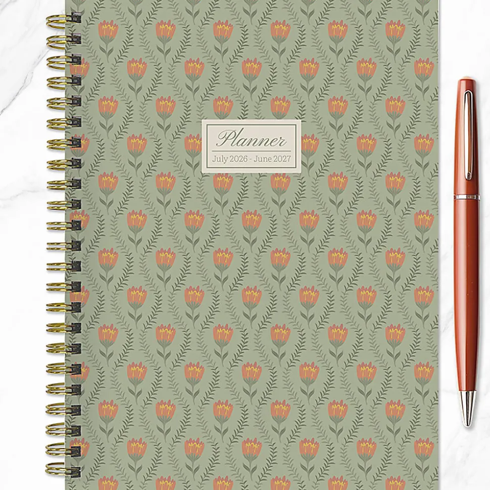 2026-2027, TF Publishing Repeated Posies Medium Weekly Monthly Planner, 8" x 6.5", July 2026 to June 2027