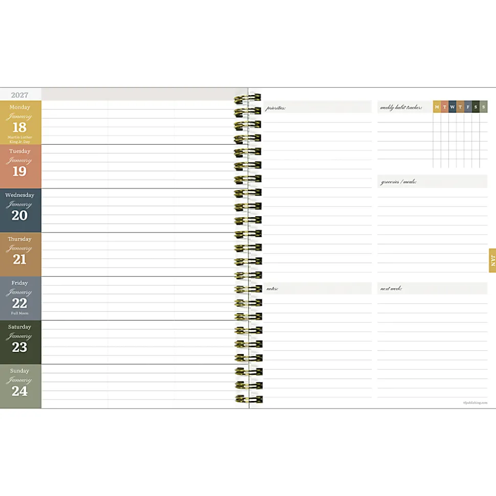 2026-2027, TF Publishing The Rose Garden Medium Weekly Monthly Planner, 8" x 6.5", July 2026 to June 2027