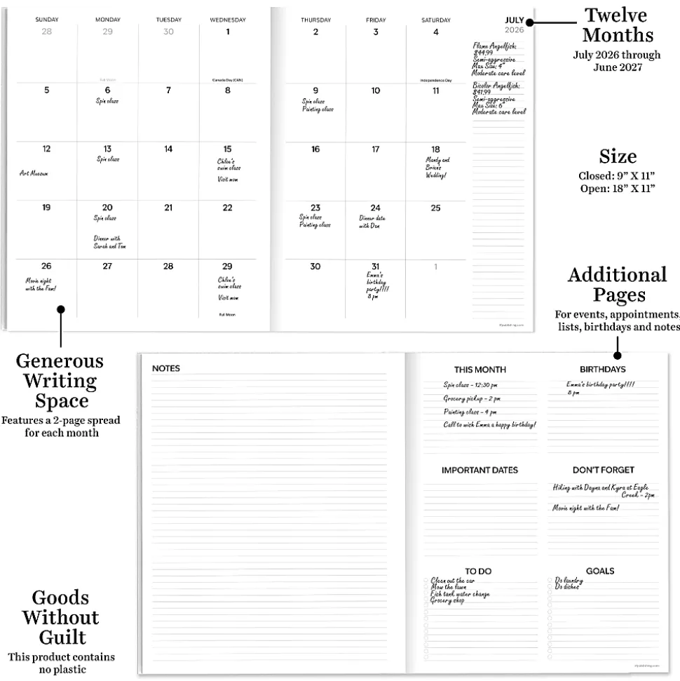 2026-2027, TF Publishing Wild Bison Large Monthly Planner, 11" x 9", July 2026 to June 2027