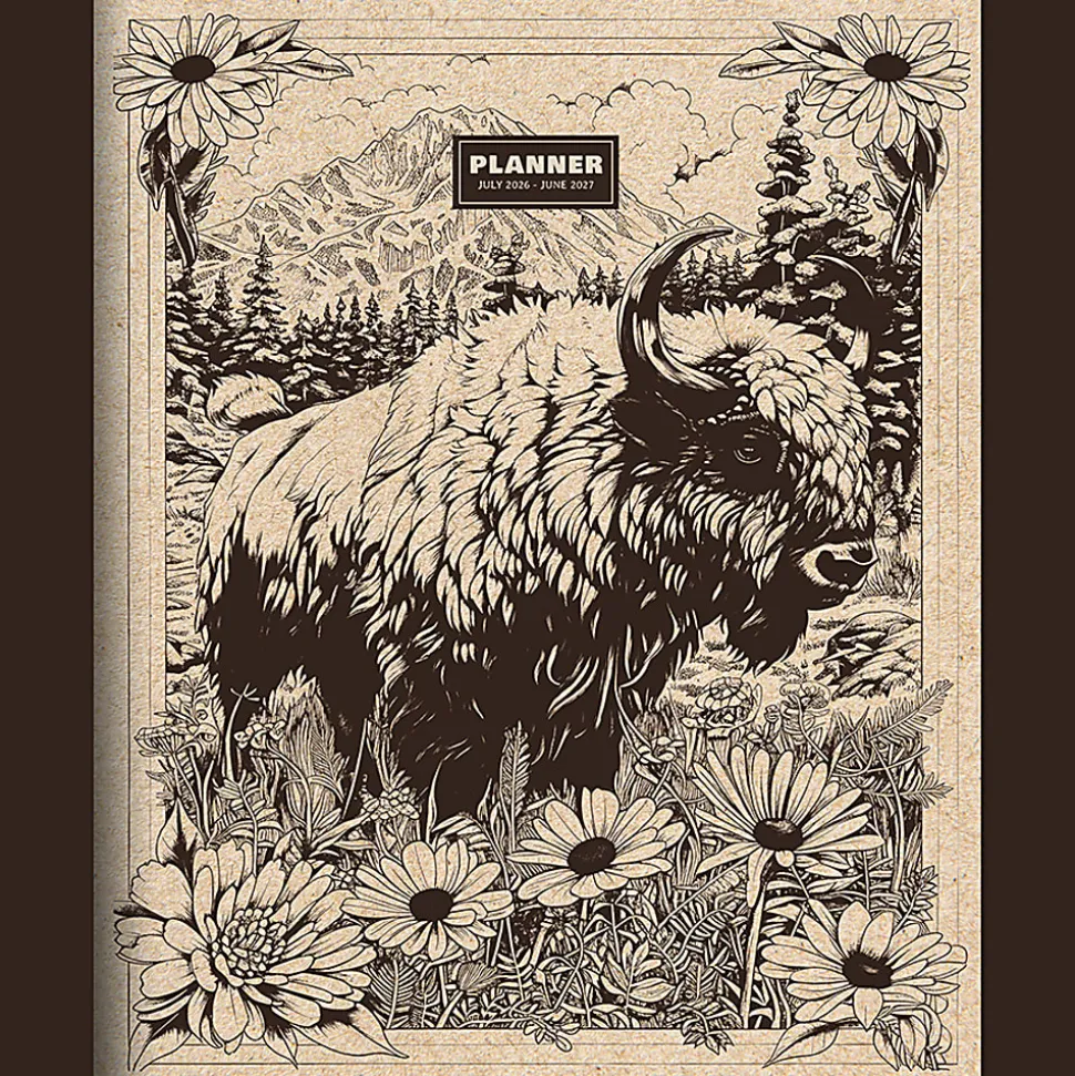 2026-2027, TF Publishing Wild Bison Large Monthly Planner, 11" x 9", July 2026 to June 2027