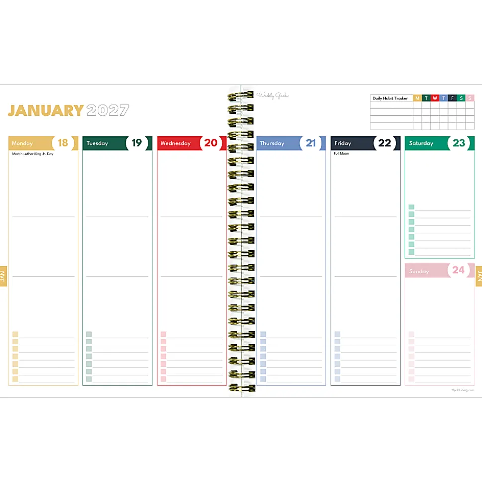 2026-2027, TF Publishing Yellow Linen Medium Weekly Monthly Planner, 8" x 6.5", July 2026 to June 2027
