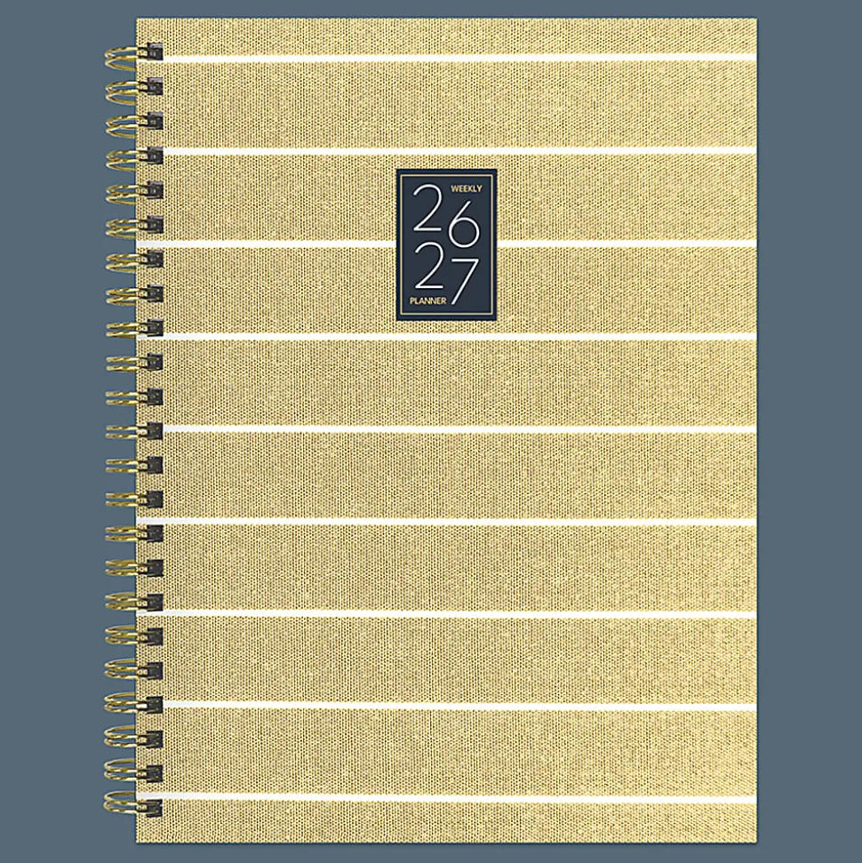 2026-2027, TF Publishing Yellow Linen Medium Weekly Monthly Planner, 8" x 6.5", July 2026 to June 2027