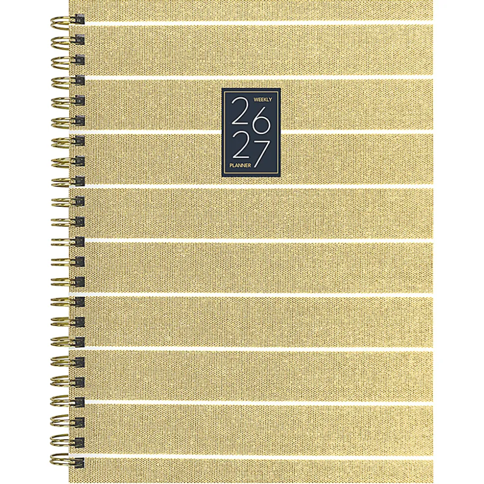 2026-2027, TF Publishing Yellow Linen Medium Weekly Monthly Planner, 8" x 6.5", July 2026 to June 2027