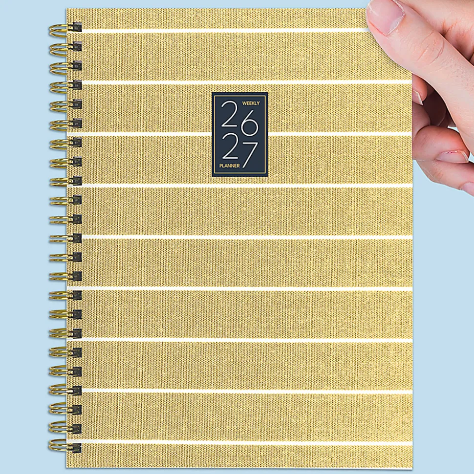 2026-2027, TF Publishing Yellow Linen Medium Weekly Monthly Planner, 8" x 6.5", July 2026 to June 2027