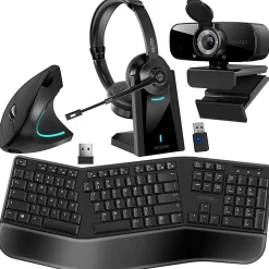 The Delton 90X Wireless Work Anywhere Bundle Headset, Keyboard, Mouse, & 1080p Webcam