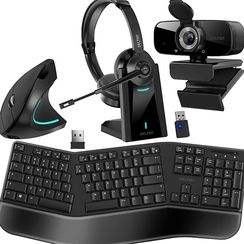 The Delton 90X Wireless Work Anywhere Bundle Headset, Keyboard, Mouse, & 1080p Webcam