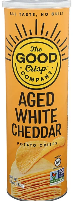 The Good Crisp Company Potato Crisps, Aged White Cheddar, 5.6 Oz, Total Qty 8
