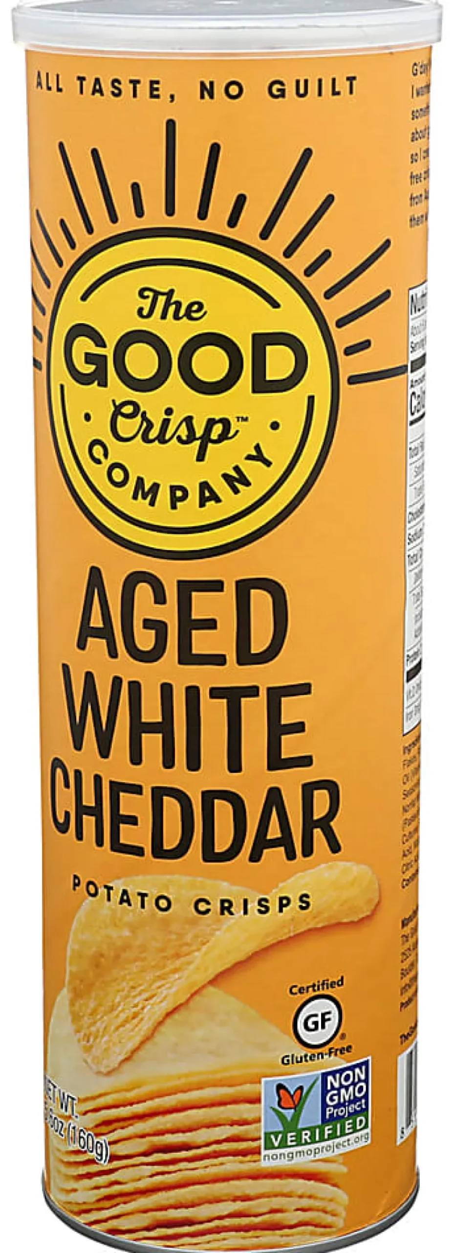 The Good Crisp Company Potato Crisps, Aged White Cheddar, 5.6 Oz, Total Qty 8