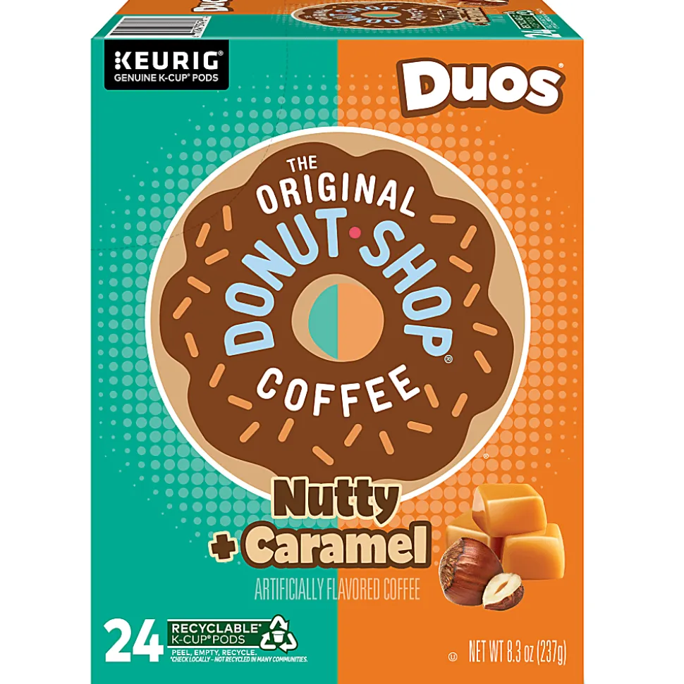 The Original Donut Shop Duos Nutty + Caramel Keurig Single-Serve K-Cup Pods, Medium Roast, 24 Pods Per Pack, Case Of 4 Packs
