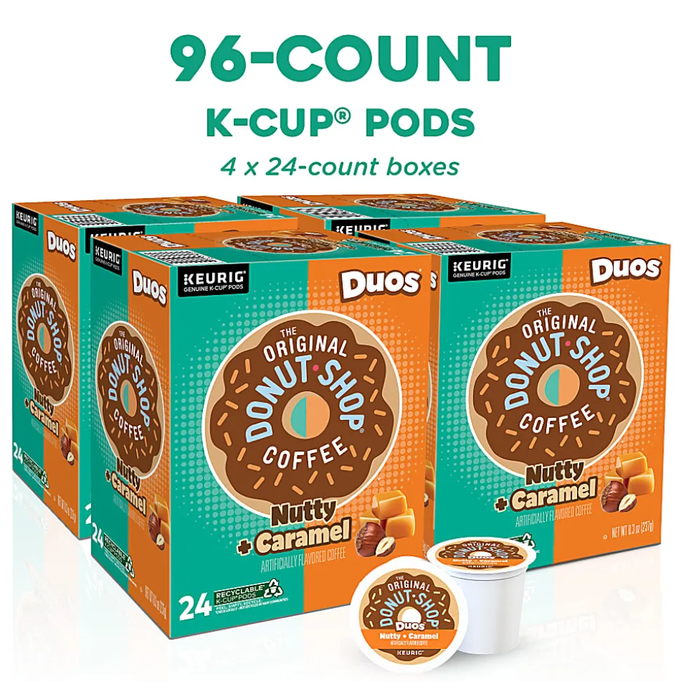 The Original Donut Shop Duos Nutty + Caramel Keurig Single-Serve K-Cup Pods, Medium Roast, 24 Pods Per Pack, Case Of 4 Packs