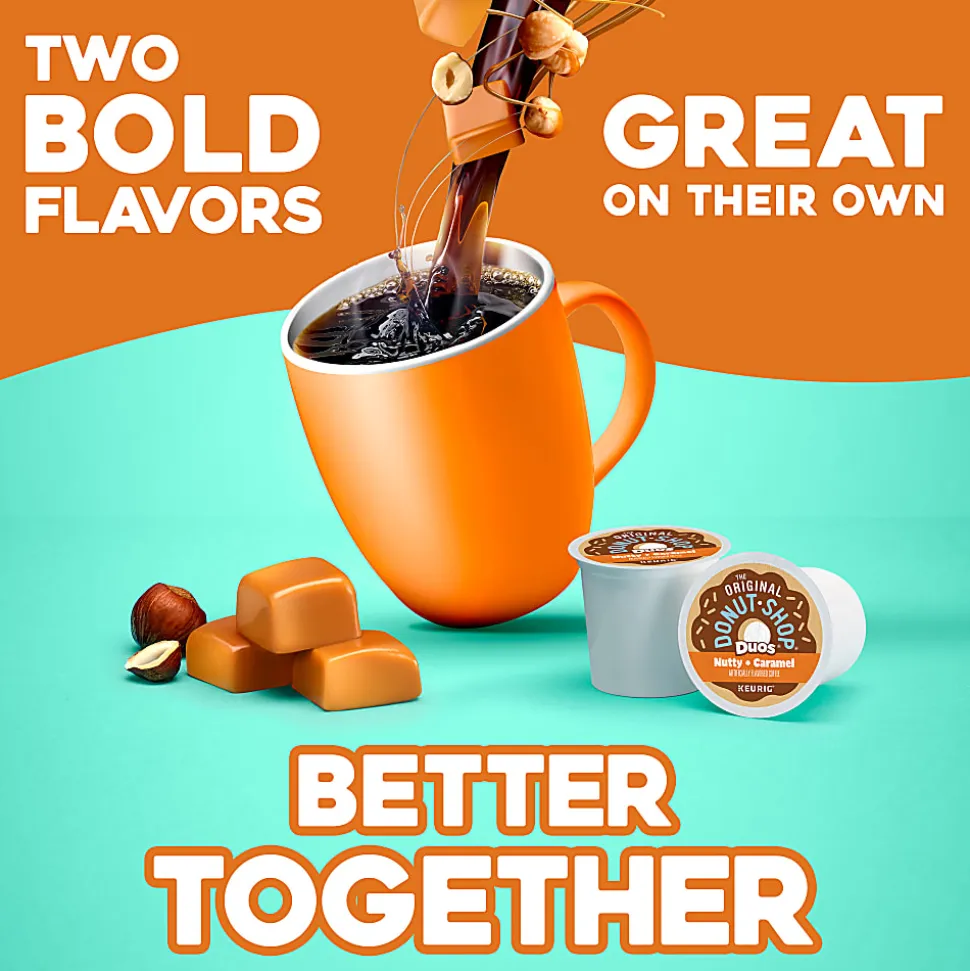 The Original Donut Shop Duos Nutty + Caramel Keurig Single-Serve K-Cup Pods, Medium Roast, 24 Pods Per Pack, Case Of 4 Packs