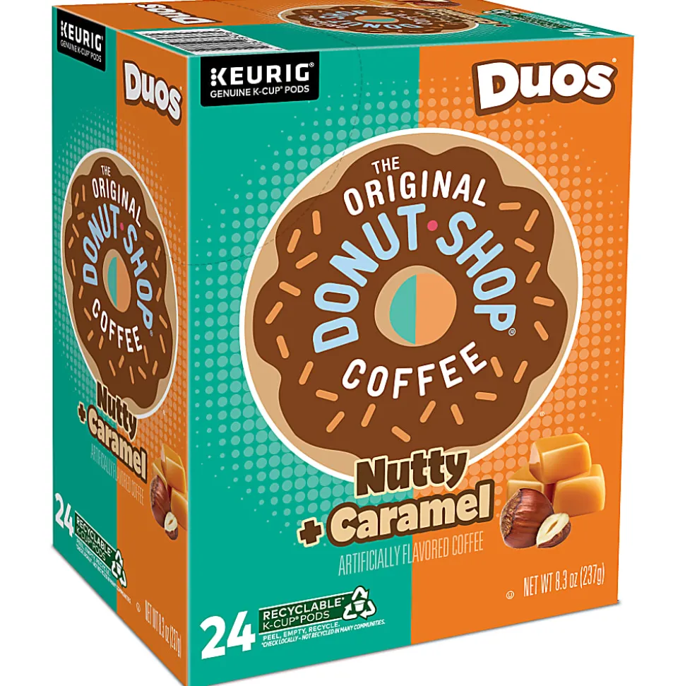 The Original Donut Shop Duos Nutty + Caramel Keurig Single-Serve K-Cup Pods, Medium Roast, 24 Pods Per Pack, Case Of 4 Packs