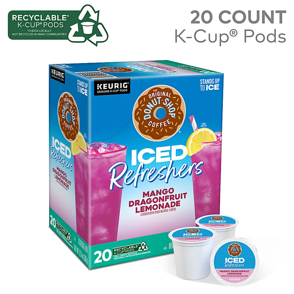 The Original Donut Shop Iced Refresher Keurig Single Serve K-Cup® Pods, 12.6 Oz, Mango Dragonfruit Lemonade Flavor, Box Of 20 Pods